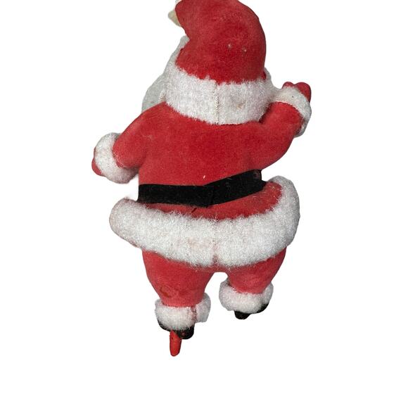 Retro Flocked Dancing Santa Figure Vintage Santa Christmas Decor - Picture 4 of 6